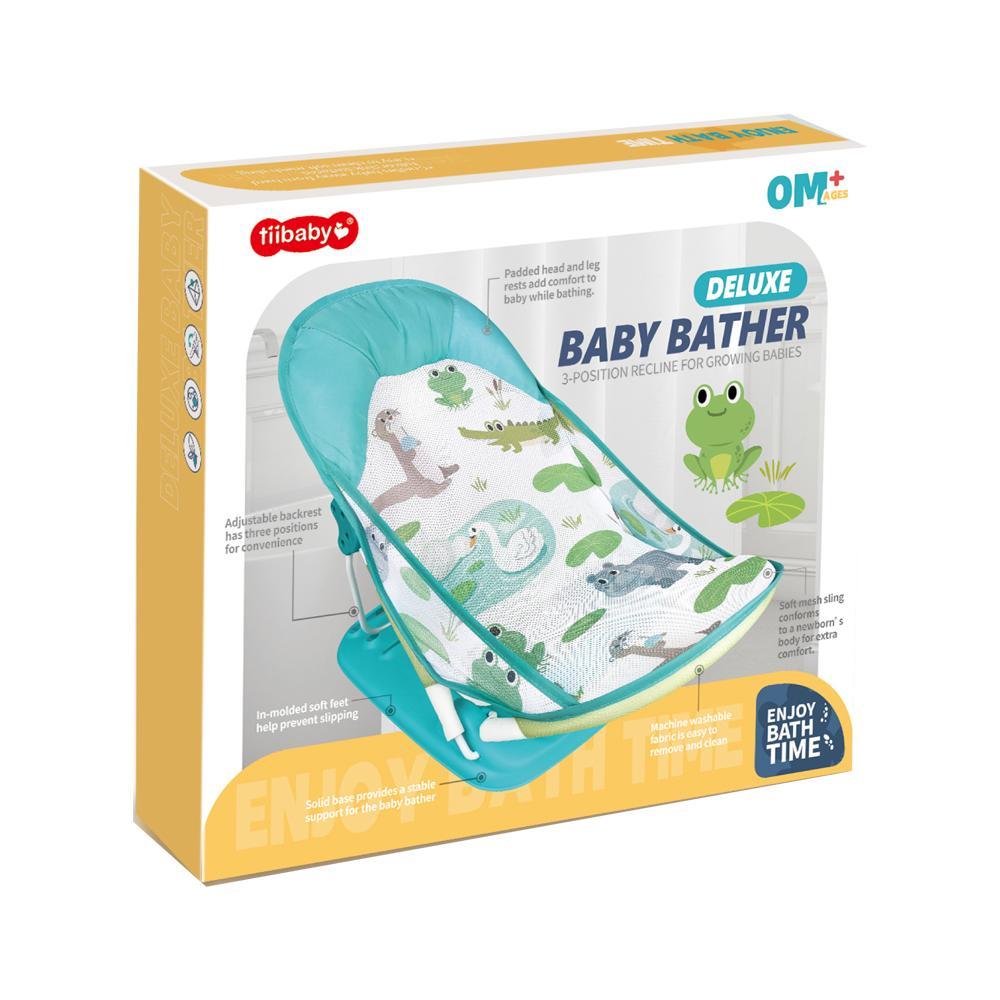 Deluxe Pillow-Free Baby Shower Chair - Baby Bather With 3-Position Recline